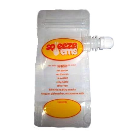Squeeze'ems come in 80ml snack size and 200ml meal sizes.
